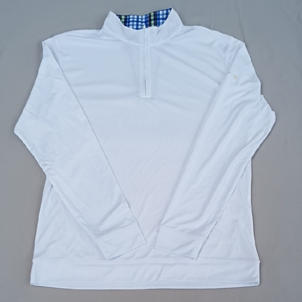 EUC Backspin Golf Threads Men's White Quarter-Zip Long Sleeve Shirt Size Large